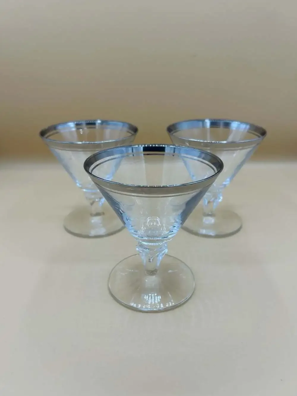 Vintage Libbey Saturn Platinum Trim Cocktail/Aperitif Glasses